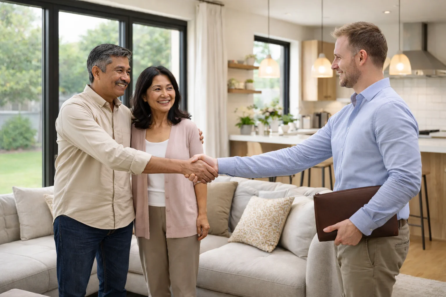 A couple relaxing in a beautifully designed modern living room